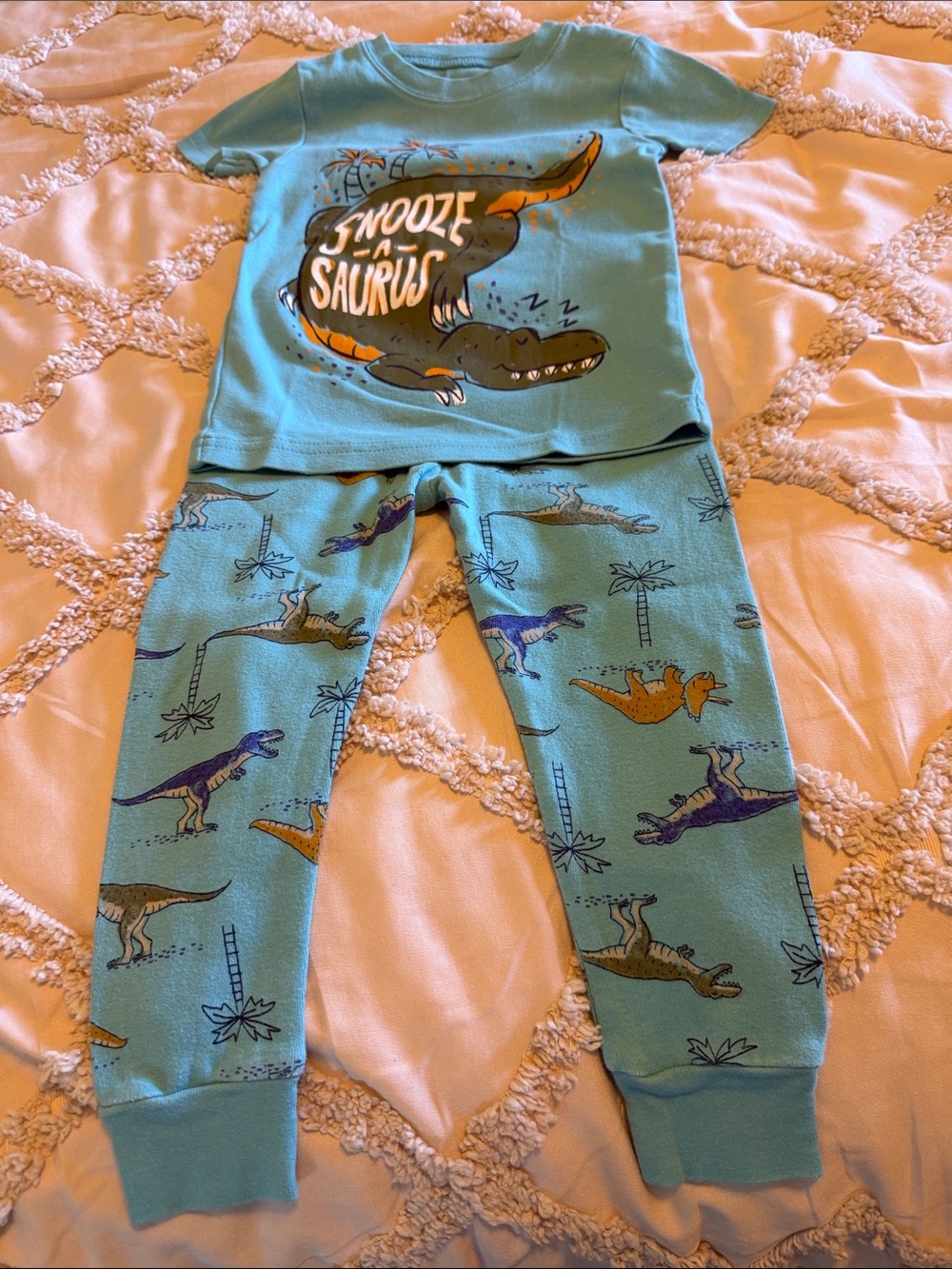 Carter's Light Teal Toddler Dinosaur Pajama Pants with Purple Accents